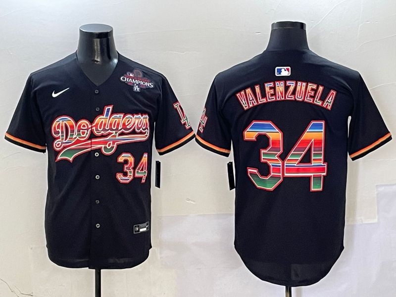 Men Los Angeles Dodgers #34 Valenzuela Black Game 2025 Nike MLB Jersey style 4102